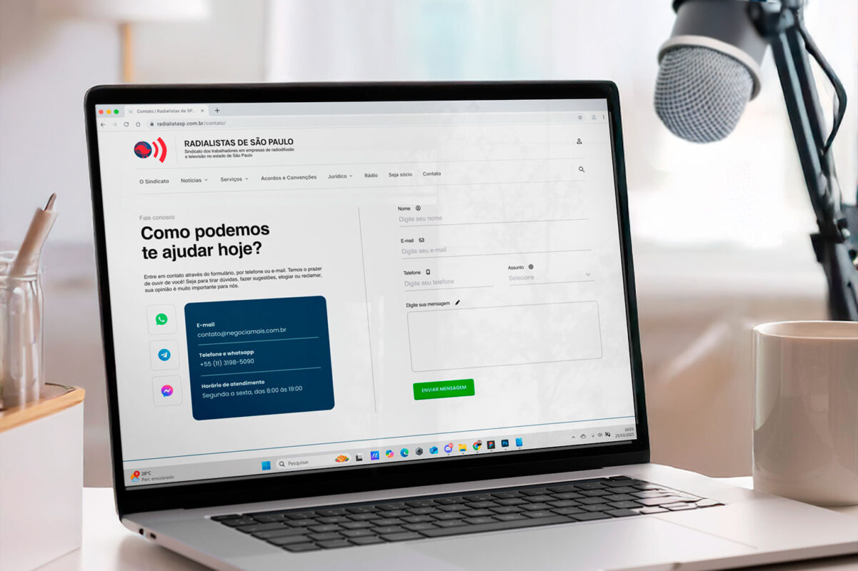 Protótipo UX/UI da página de contato do site do Sindicato dos Radialistas de São Paulo