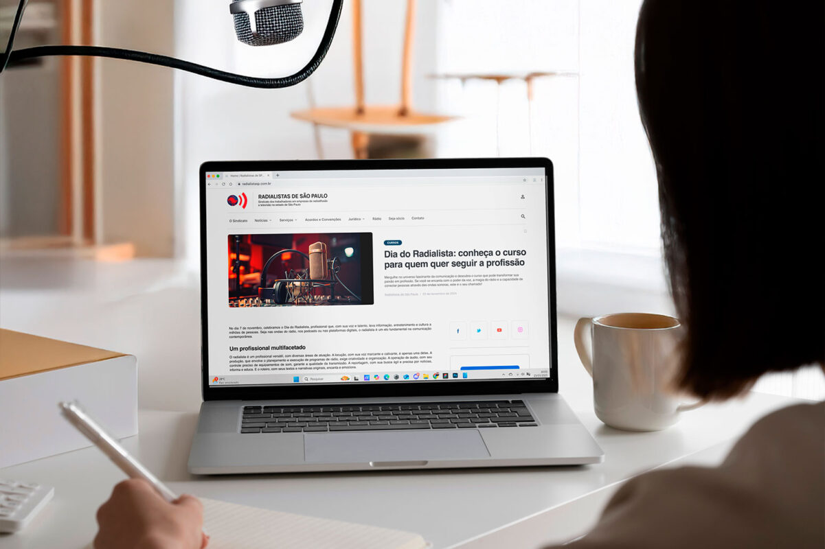 Protótipo UX/UI de uma matéria do site do Sindicato dos Radialistas de São Paulo
