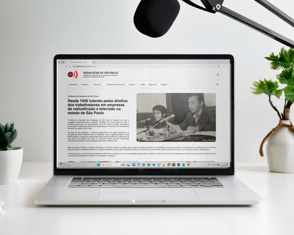 Protótipo UX/UI da página sobre a história do Sindicato dos Radialistas de São Paulo